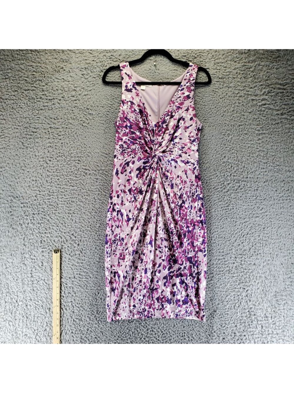 Boston Proper Dress Womens Size 10 Purple Ruched Sleeveless Stretch Sheath